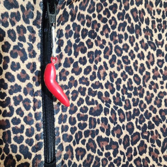 Hot Chillys 1/4 zip cheetah print color block under sleeves shirt woman's size L - Picture 6 of 15